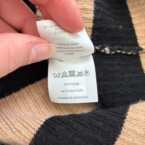 NWT J. Crew Black and Tan Striped Turtle-Neck Sweater Dress - Picture 7 of 9